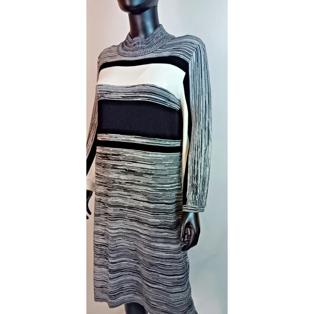 Dana Buchman women's‎ knit stretch fitted Pull on long sleeve strip dress XL